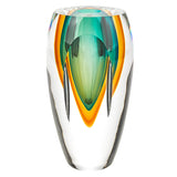 8" Green Abstract Cylinder Murano Glass Table Vase
