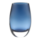 8" Midnight Blue And Clear Oval Lead Free Crystal Table Vase