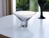 11" Clear Mouth Blown Crystal Round Pedestal Centerpiece Bowl