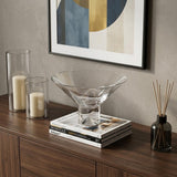 11" Clear Mouth Blown Crystal Round Pedestal Centerpiece Bowl