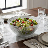11" Clear And Silver Glass Abstract Round Salad Bowl