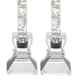 Set of Two Clear Crystal Tabletop Taper Candlesticks