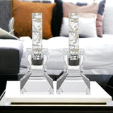 Set of Two Clear Crystal Tabletop Taper Candlesticks