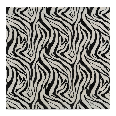 20" Black And White Zebra Iron And Resin Square Hanging Wall Tile
