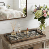 28" Brown Wood Indoor Outdoor Tray With Handles