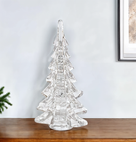 12" Mouth Blown Clear Glass Christmas Tree Sculpture