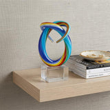 6" Rainbow Murano Glass Modern Abstract Tabletop Sculpture