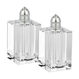 Set of Two Clear And Silver Crystal Pepper Shakers