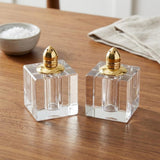 Set of Two Clear And Gold Crystal Pepper Shakers