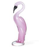 15" Pink Murano Glass Flamingo Figurine Tabletop Sculpture