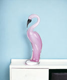 15" Pink Murano Glass Flamingo Figurine Tabletop Sculpture