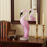 15" Pink Murano Glass Flamingo Figurine Tabletop Sculpture