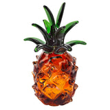 9" Amber And Green Mouth Blown Art Glass Pineapple Sculpture