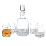 Set of Five Clear Crystal Straight Shape Stemless Decanter And Whiskey Glass