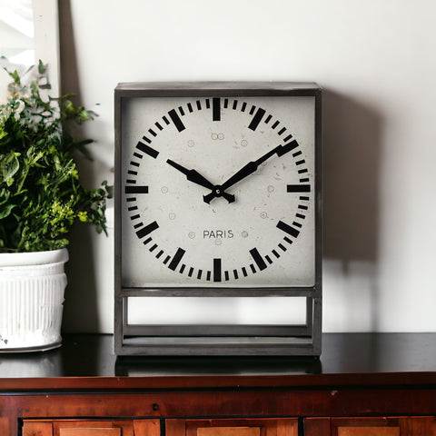 18" Gray Polyresin Table Clock