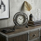 12" Black And White Metal Table Clock
