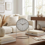 12" Gray Metal Table Clock