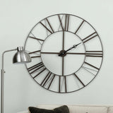 50" Circle Black Metal Skeleton Wall Clock