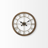 19" Brown Round Modern Farm Wall Clock