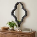 34" Black Wood Abstract Framed Accent Mirror