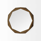 32" Brown Solid Wood Octagon Framed