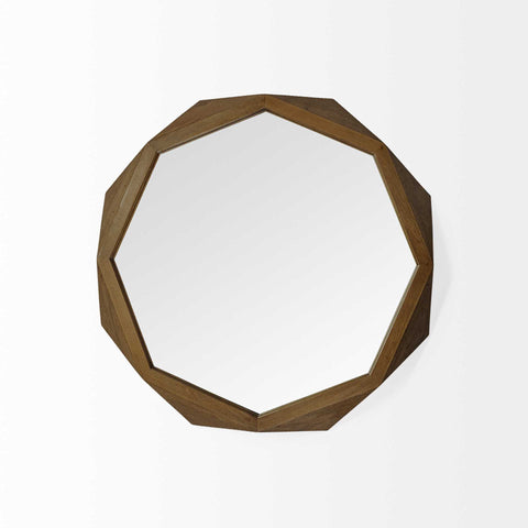 32" Brown Solid Wood Octagon Framed