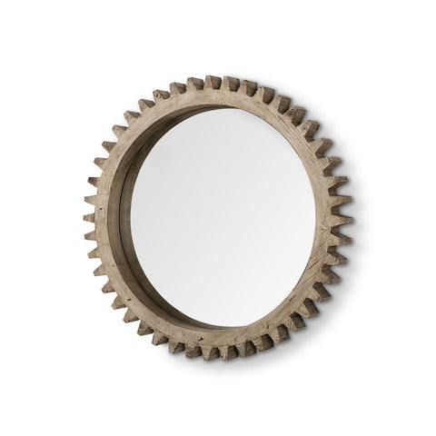 35" Brown Abstract Wood Framed Accent Mirror
