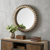 35" Brown Abstract Wood Framed Accent Mirror