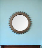 26" Dark Brown Abstract Wood Framed Accent Mirror