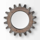 17" Brown Solid Wood Abstract Framed Accent Mirror