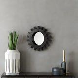 17" Black Abstract Wood Framed Accent Mirror