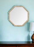 33" Natural Wood Octagon Beaded Framed Accent Mirror