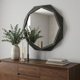32" Octagon Black Wood Frame Wall Mirror