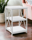26" Rectangular White White Metal Accent Table