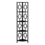 62" Black Metal Corner Bookcase