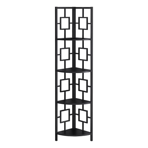 62" Black Metal Corner Bookcase