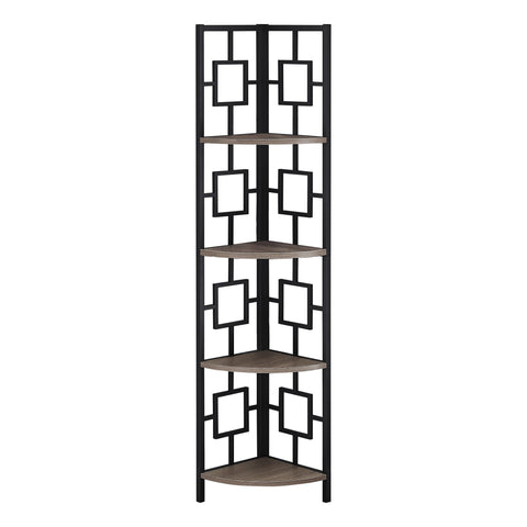 62" Dark Taupe Metal Corner Bookcase