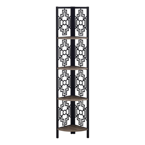Taupe Metal Four Tier Corner Bookcase