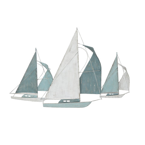 Sailboat Metal Centerpiece  In Distressed Finish