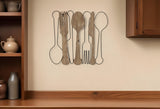 Kitchen Utensils Wall Decor With Metal Outlines