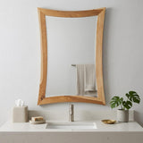 35" Brown Abstract Wood Framed Bathroom Vanity Mirror