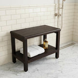 Rectangular Teak Shower Bench With Shelf In Brown Finish