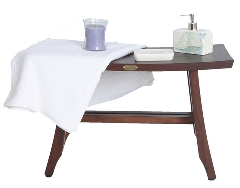 24" Dark Brown Solid Teak Wood Shower Bench