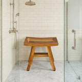 14" Natural Teak Curvilinear Shower Bench