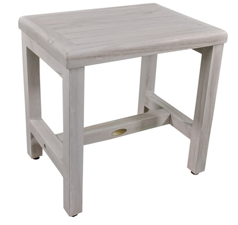 18" Gray Teak Rectangular Shower Bench