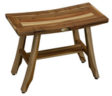 24" Brown Teak Rectangular Shower Bench