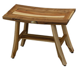 24" Brown Teak Rectangular Shower Bench