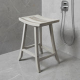 30" X 15" Light Gray Teak Square Shower Bench