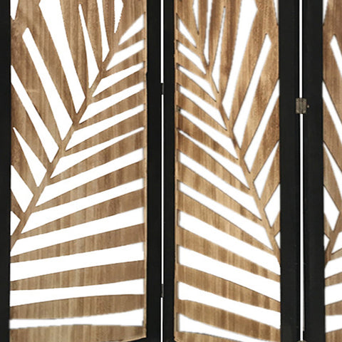 67" Brown Solid Wood Folding Three Panel Screen Room Divider