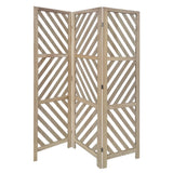 67" Brown Solid WoodFolding Three Panel Screen Room Divider